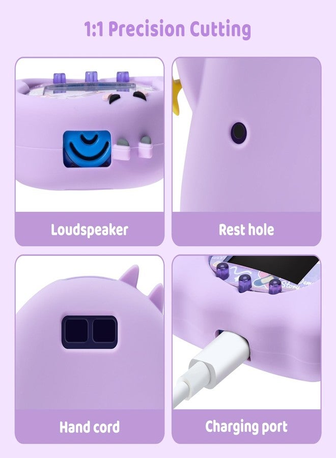 BUBBLELOGUS Silicone Case for Tamagotchi Uni, Soft TPU Protective Cover with Screen Decoration Protector and Adjustable Wrist Strap - Little Devil (Purple) - Image 3